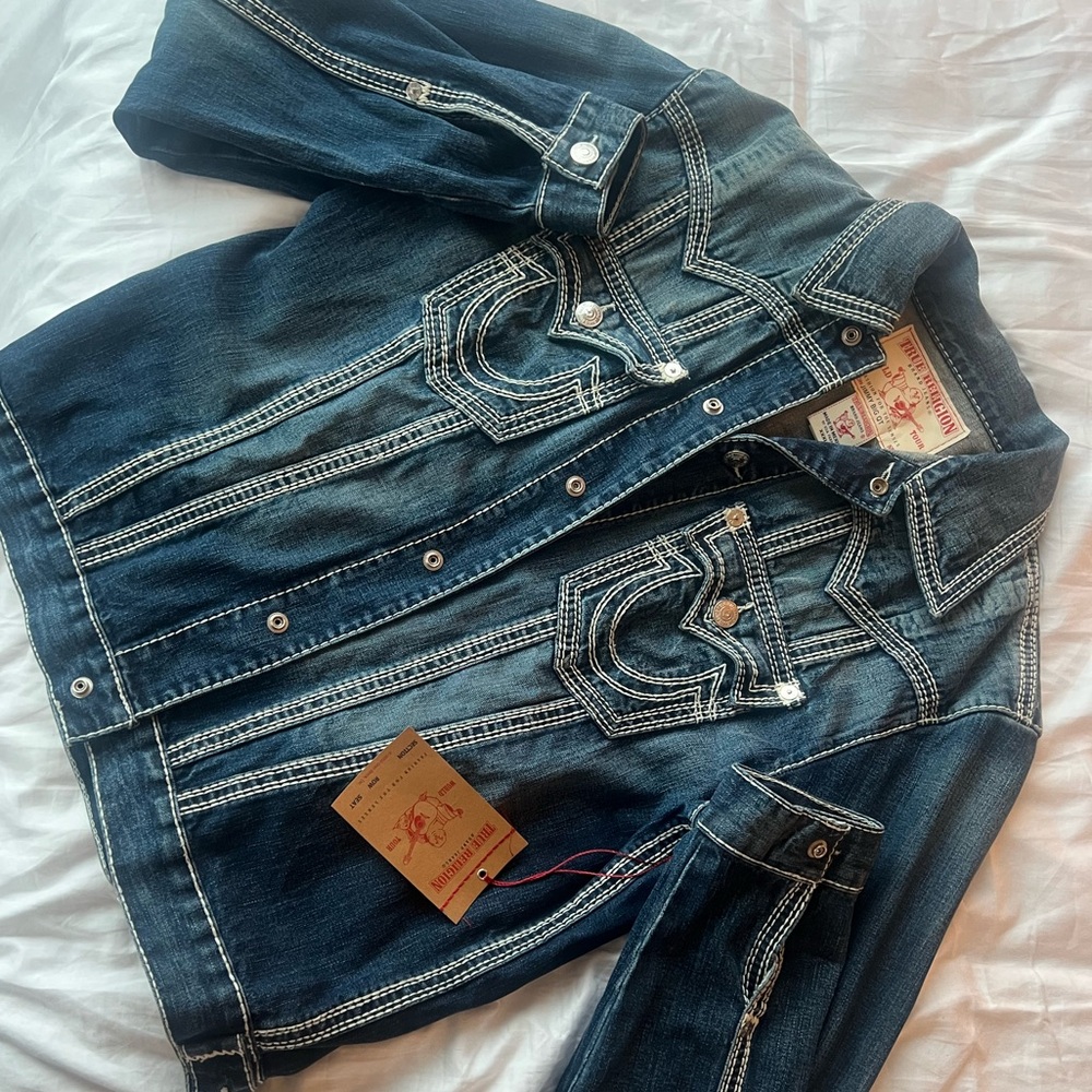 True Religion Indigo Denim Jacket with Contrast Stitching